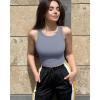 imageOQQ Womens 2 Piece Tank Tops Crew Neck Sleeveless Basic Stretch Casusal Yoga Crop CamisBlack blues