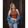 imageOQQ Womens 2 Piece Tank Tops Crew Neck Sleeveless Basic Stretch Casusal Yoga Crop CamisBlack caramel