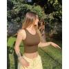 imageOQQ Womens 2 Piece Tank Tops Crew Neck Sleeveless Basic Stretch Casusal Yoga Crop CamisBlack coffee