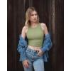 imageOQQ Womens 2 Piece Tank Tops Crew Neck Sleeveless Basic Stretch Casusal Yoga Crop CamisBlack jade Green
