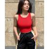 imageOQQ Womens 2 Piece Tank Tops Crew Neck Sleeveless Basic Stretch Casusal Yoga Crop CamisBlack red