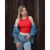 imageOQQ Womens 2 Piece Tank Tops Crew Neck Sleeveless Basic Stretch Casusal Yoga Crop CamisBlack red