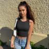 imageOQQ Womens 2 Piece Tank Tops Crew Neck Sleeveless Basic Stretch Casusal Yoga Crop CamisBlack rose