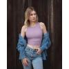 imageOQQ Womens 2 Piece Tank Tops Crew Neck Sleeveless Basic Stretch Casusal Yoga Crop CamisBlack taro Purple