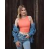 imageOQQ Womens 2 Piece Tank Tops Crew Neck Sleeveless Basic Stretch Casusal Yoga Crop CamisCoral Orange white