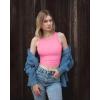 imageOQQ Womens 2 Piece Tank Tops Crew Neck Sleeveless Basic Stretch Casusal Yoga Crop CamisFluorescent Pink white
