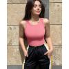 imageOQQ Womens 2 Piece Tank Tops Crew Neck Sleeveless Basic Stretch Casusal Yoga Crop CamisOatmeal dry Rose