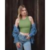 imageOQQ Womens 2 Piece Tank Tops Crew Neck Sleeveless Basic Stretch Casusal Yoga Crop CamisPea Green beige