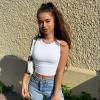 imageOQQ Womens 2 Piece Tank Tops Crew Neck Sleeveless Basic Stretch Casusal Yoga Crop CamisSea Salt Blue white