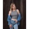 imageOQQ Womens 2 Piece Tank Tops Crew Neck Sleeveless Basic Stretch Casusal Yoga Crop CamisSmoke Grey green