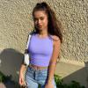 imageOQQ Womens 2 Piece Tank Tops Crew Neck Sleeveless Basic Stretch Casusal Yoga Crop CamisWhite purple