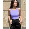 imageOQQ Womens 2 Piece Tank Tops Crew Neck Sleeveless Basic Stretch Casusal Yoga Crop CamisWhite purple