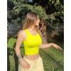 imageOQQ Womens 2 Piece Tank Tops Crew Neck Sleeveless Basic Stretch Casusal Yoga Crop CamisWhite yellow