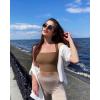 imageOQQ Womens 3 Piece Tank Tops Strappy Sleeveless Square Neck Stretch Tee Shirts Crop CamisBlack coffee beige