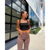 imageOQQ Womens 3 Piece Tank Tops Strappy Sleeveless Square Neck Stretch Tee Shirts Crop CamisBlack coffee white