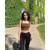 imageOQQ Womens 3 Piece Tank Tops Strappy Sleeveless Square Neck Stretch Tee Shirts Crop CamisBlack coffee white