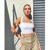 imageOQQ Womens 3 Piece Tank Tops Strappy Sleeveless Square Neck Stretch Tee Shirts Crop CamisBlack coffee white