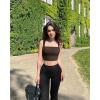 imageOQQ Womens 3 Piece Tank Tops Strappy Sleeveless Square Neck Stretch Tee Shirts Crop CamisBlack darkbrown beige