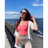 imageOQQ Womens 3 Piece Tank Tops Strappy Sleeveless Square Neck Stretch Tee Shirts Crop CamisBlack fluorescent Pink A white