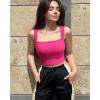 imageOQQ Womens 3 Piece Tank Tops Strappy Sleeveless Square Neck Stretch Tee Shirts Crop CamisBlack pitaya white