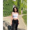 imageOQQ Womens 3 Piece Tank Tops Strappy Sleeveless Square Neck Stretch Tee Shirts Crop CamisBlack pitaya white