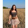 imageOQQ Womens 3 Piece Tank Tops Strappy Sleeveless Square Neck Stretch Tee Shirts Crop CamisBlack tea Leaf white
