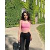 imageOQQ Womens 3 Piece Tank Tops Strappy Sleeveless Square Neck Stretch Tee Shirts Crop CamisBlack white candypink