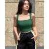 imageOQQ Womens 3 Piece Tank Tops Strappy Sleeveless Square Neck Stretch Tee Shirts Crop CamisBlack white darkgreen