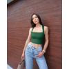 imageOQQ Womens 3 Piece Tank Tops Strappy Sleeveless Square Neck Stretch Tee Shirts Crop CamisBlack white darkgreen
