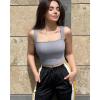 imageOQQ Womens 3 Piece Tank Tops Strappy Sleeveless Square Neck Stretch Tee Shirts Crop CamisBlack white grey
