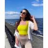 imageOQQ Womens 3 Piece Tank Tops Strappy Sleeveless Square Neck Stretch Tee Shirts Crop CamisBlack white yellow