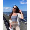 imageOQQ Womens 3 Piece Tank Tops Strappy Sleeveless Square Neck Stretch Tee Shirts Crop CamisBlues beige black