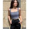 imageOQQ Womens 3 Piece Tank Tops Strappy Sleeveless Square Neck Stretch Tee Shirts Crop CamisBlues beige black
