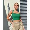 imageOQQ Womens 3 Piece Tank Tops Strappy Sleeveless Square Neck Stretch Tee Shirts Crop CamisGreen dry Rose beige
