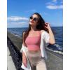 imageOQQ Womens 3 Piece Tank Tops Strappy Sleeveless Square Neck Stretch Tee Shirts Crop CamisGreen dry Rose beige