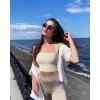 imageOQQ Womens 3 Piece Tank Tops Strappy Sleeveless Square Neck Stretch Tee Shirts Crop CamisRed beige white