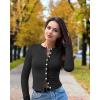 imageOQQ Womens Long Sleeve Shirts Crew Neck Button Knit Stretch Casual Basic Tops Fitted Tee ShirtsBlack
