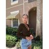 imageOQQ Womens Long Sleeve Shirts Crew Neck Button Knit Stretch Casual Basic Tops Fitted Tee ShirtsDarkbrown