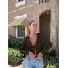 imageOQQ Womens Long Sleeve Shirts Crew Neck Button Knit Stretch Casual Basic Tops Fitted Tee ShirtsDarkbrown