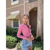 imageOQQ Womens Long Sleeve Shirts Crew Neck Button Knit Stretch Casual Basic Tops Fitted Tee ShirtsDry Rose