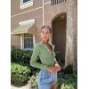 imageOQQ Womens Long Sleeve Shirts Crew Neck Button Knit Stretch Casual Basic Tops Fitted Tee ShirtsPea Green