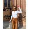 imageOQQ Womens Long Sleeve Shirts Crew Neck Button Knit Stretch Casual Basic Tops Fitted Tee ShirtsWhite