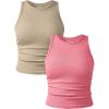 imageOQQ Womens 2 Piece Tank Tops Crew Neck Sleeveless Basic Stretch Casusal Yoga Crop CamisOatmeal dry Rose