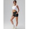imageOQQ High Waist Shorts for Womens with Deep Pockets Tummy Control Yoga Athletic Workout Running ShortsBlack