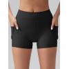 imageOQQ High Waist Shorts for Womens with Deep Pockets Tummy Control Yoga Athletic Workout Running ShortsBlack