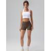 imageOQQ High Waist Shorts for Womens with Deep Pockets Tummy Control Yoga Athletic Workout Running ShortsDarkbrown