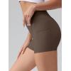 imageOQQ High Waist Shorts for Womens with Deep Pockets Tummy Control Yoga Athletic Workout Running ShortsDarkbrown