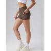 imageOQQ High Waist Shorts for Womens with Deep Pockets Tummy Control Yoga Athletic Workout Running ShortsDarkbrown