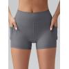 imageOQQ High Waist Shorts for Womens with Deep Pockets Tummy Control Yoga Athletic Workout Running ShortsDarkgrey