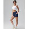 imageOQQ High Waist Shorts for Womens with Deep Pockets Tummy Control Yoga Athletic Workout Running ShortsNavy Blue